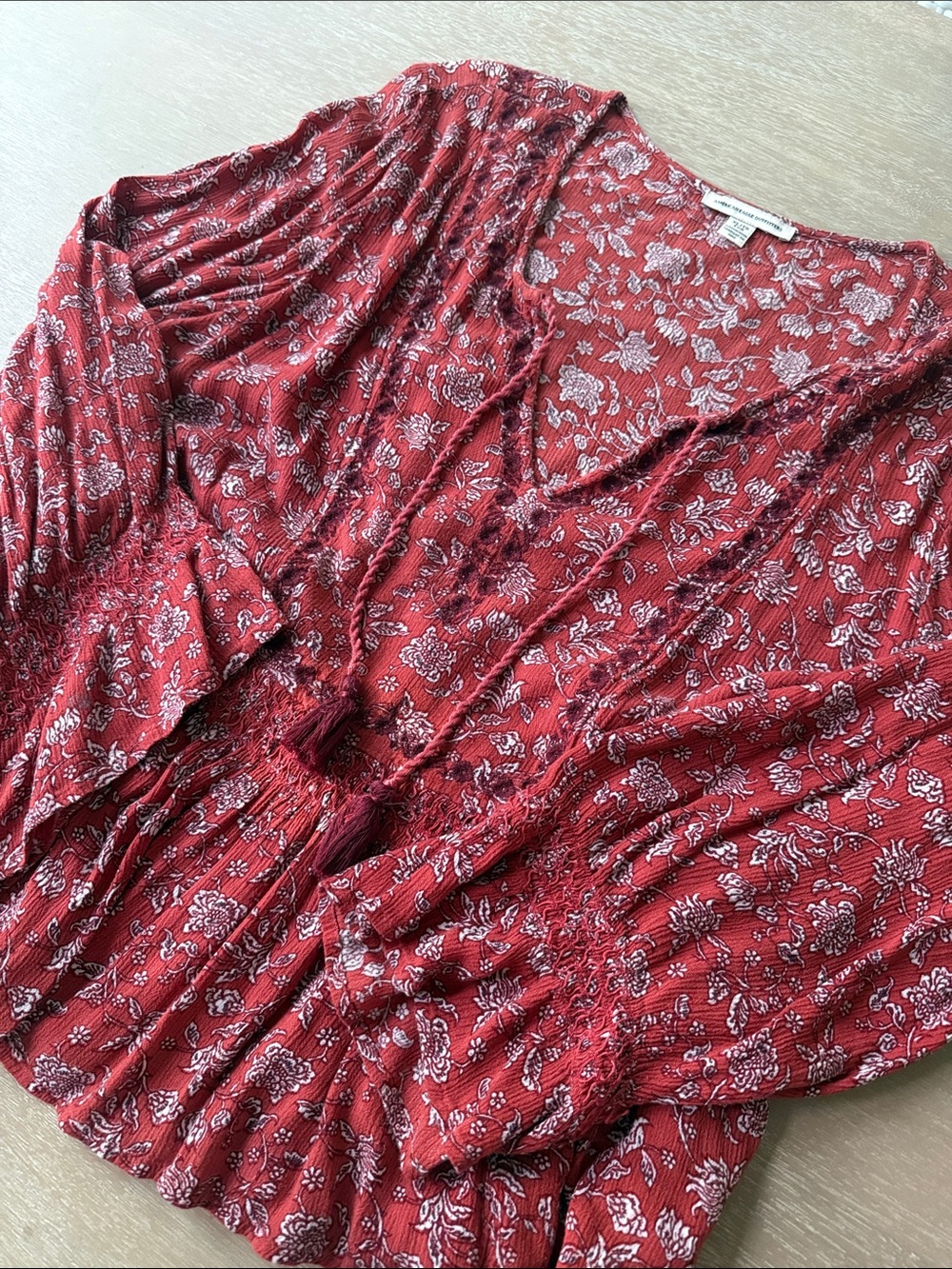 AEO Tassel Front Blouse | XL